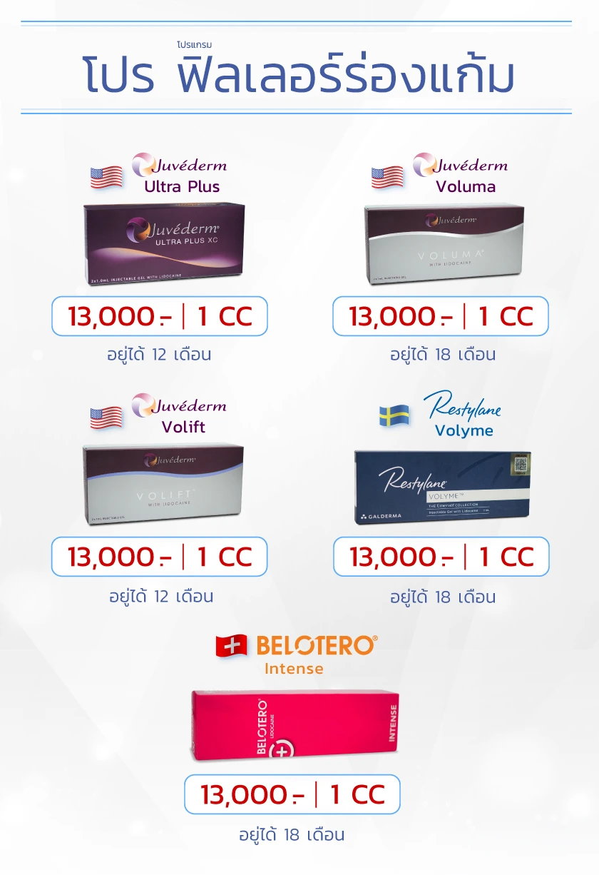 ฉีดฟิลเลอร์ร่องแก้ม ราคาเท่าไหร่