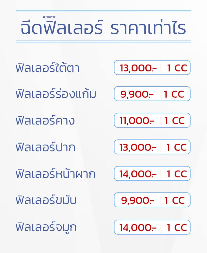 ฉีดฟิลเลอร์ราคาเท่าไร