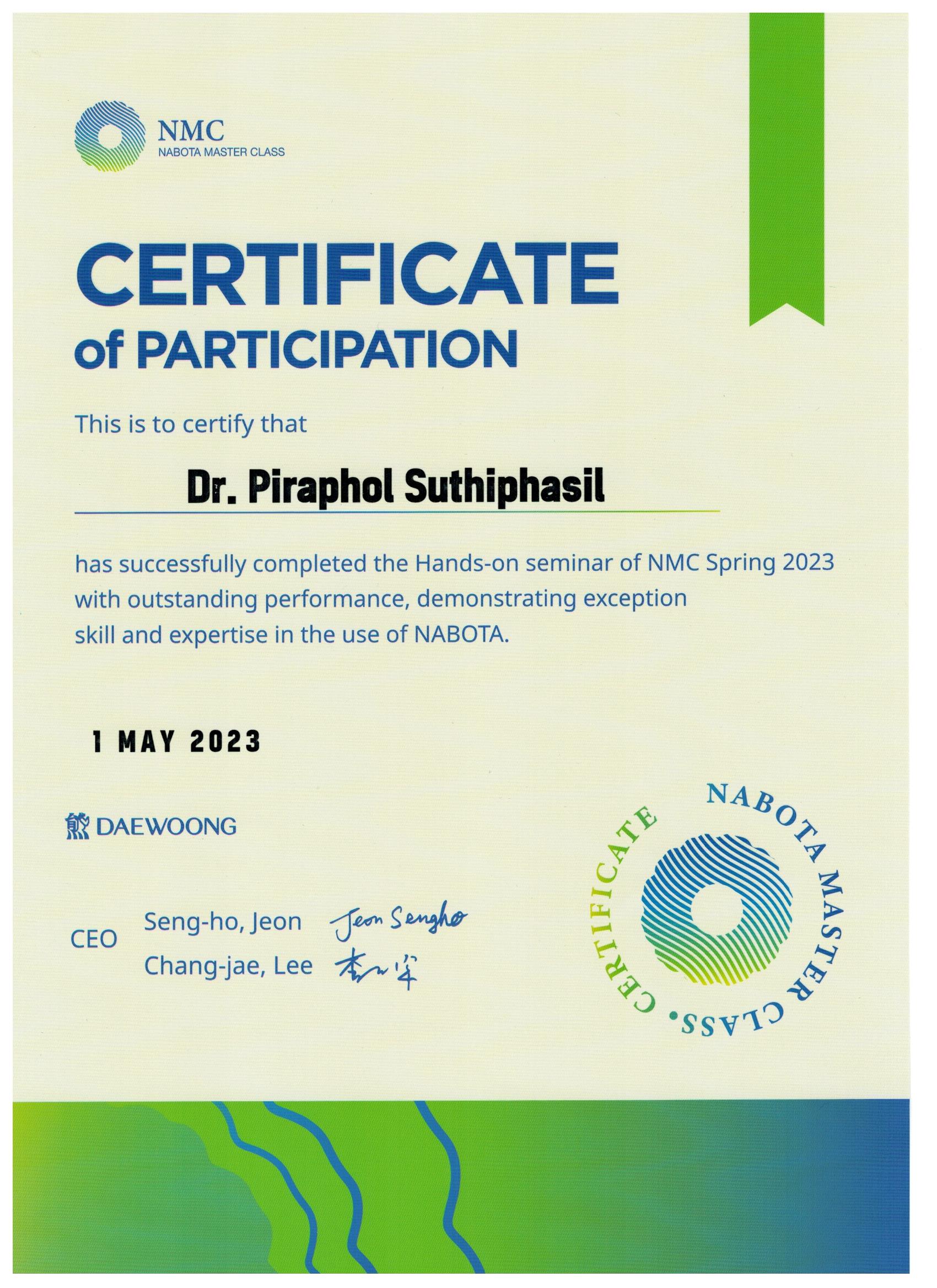 certificate dr-piraphol-suthiphasil