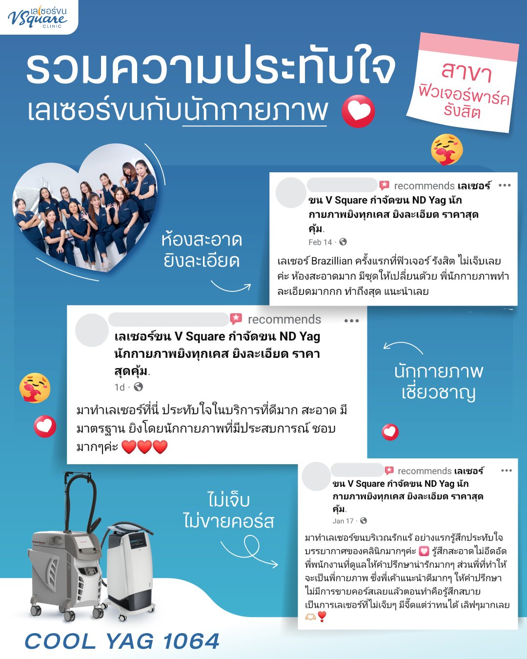 รีวิวเลเซอร์ขนที่ V Square Clinic