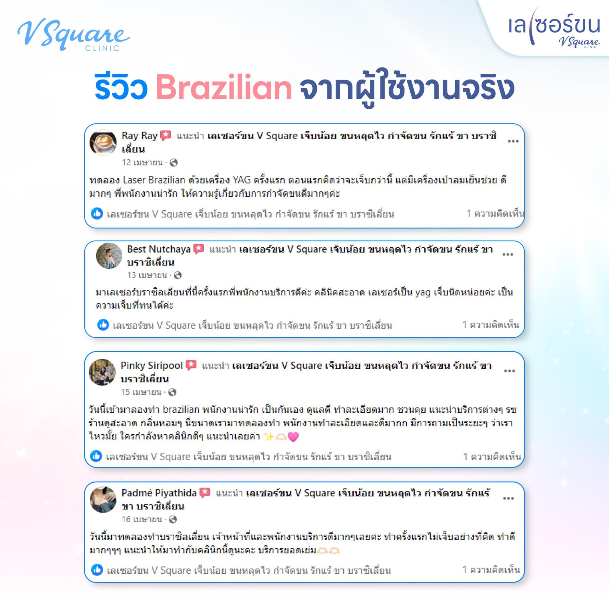 รีวิวเลเซอร์ขน V Square Clinic