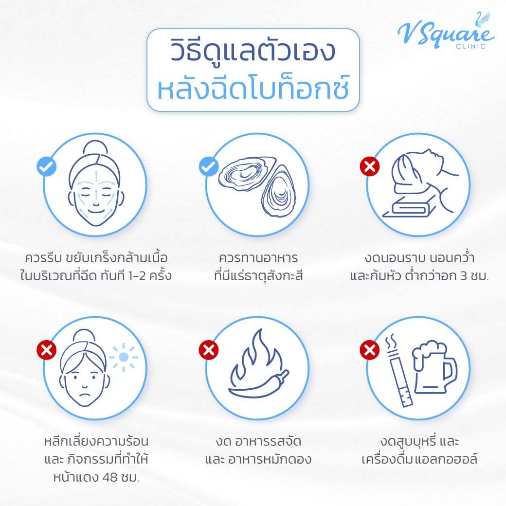 วิธีดูแลตัวเองหลังฉีดโบท็อก