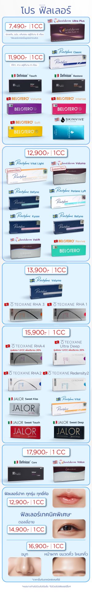 ฟิลเลอร์ราคา